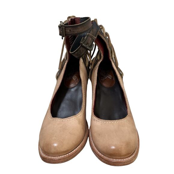 Freebird by Steven Womens Raeanne Leather Heeled Ankle Shoes Size 10 Beige Multi - Picture 4 of 14